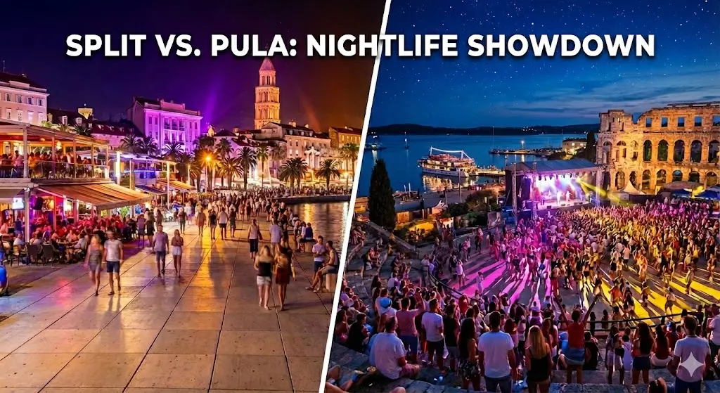 Comparison of nightlife in Split and Pula